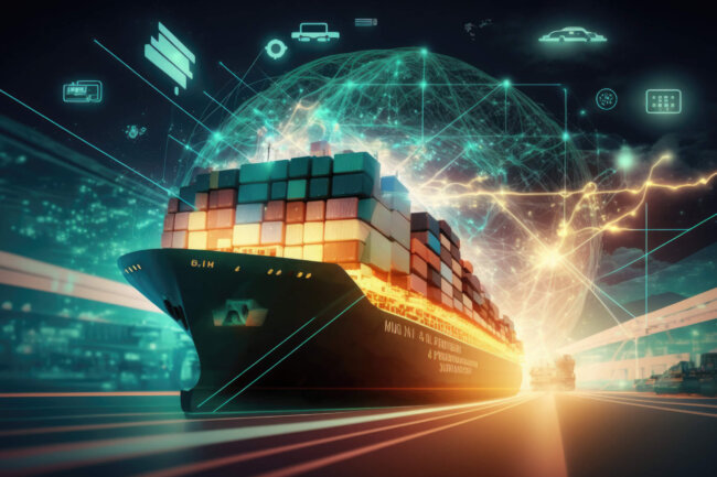 Global supply chain management, vessel shipping, transportation logistics optimization, distribution network design, demand forecasting, freight forwarding, and brokerage